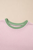 Color Block Corded Crew Neck T-Shirt- 2 Colors