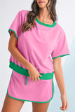 *Pre-Order* Color Block Drop Shoulder T-Shirt and Skort Set- 5 Colors