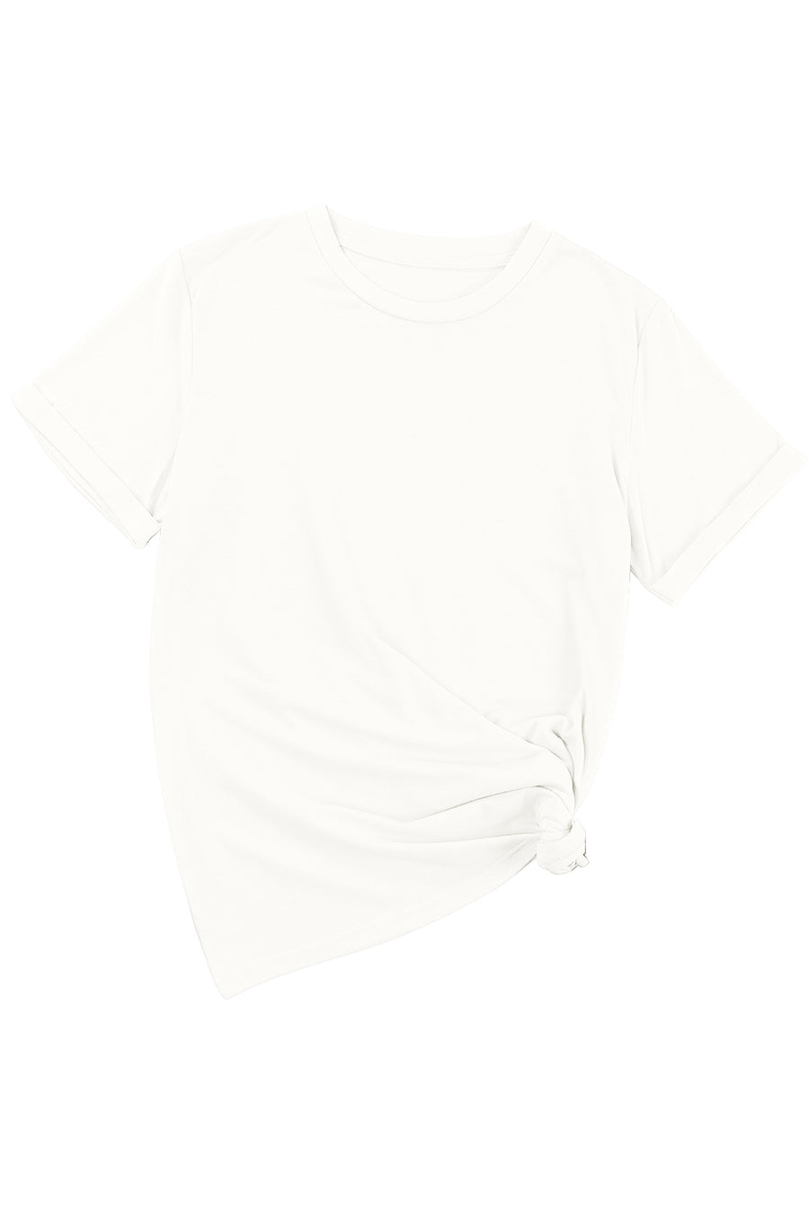 Basic Crew Neck Rolled Sleeve T-Shirt- 12 Colors