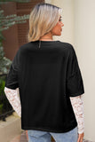 Lace Long Sleeve Drop Shoulder T-Shirt- 2 Colors