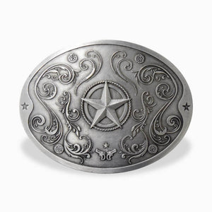 Antique Silver Western Star Belt Buckle with Drink Holder