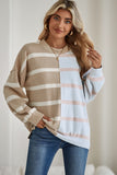 Striped Exposed Seam Patchwork Loose Fit Sweater- 4 Colors
