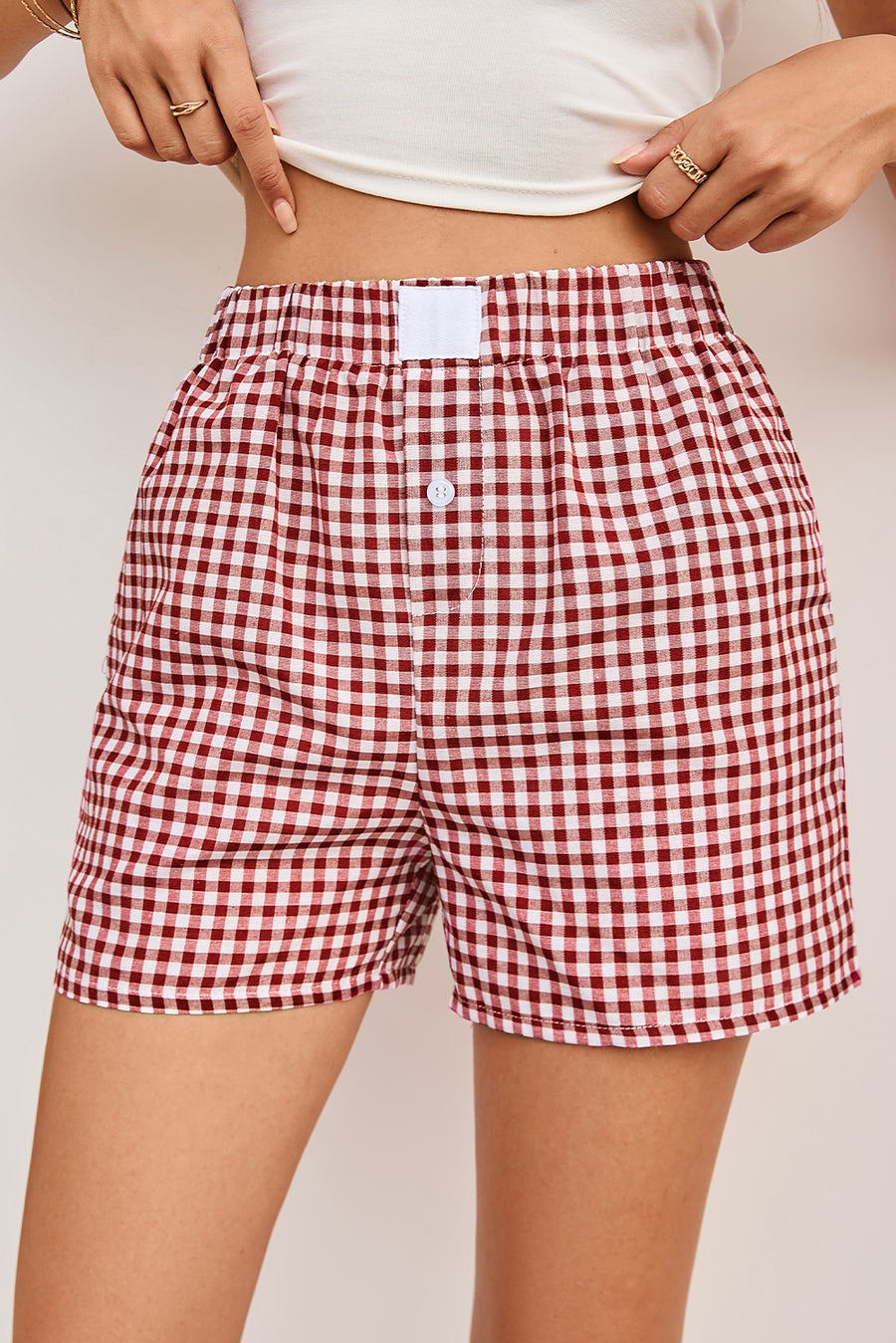 Gingham High-Waisted Loose Wide Leg Shorts- 2 Colors