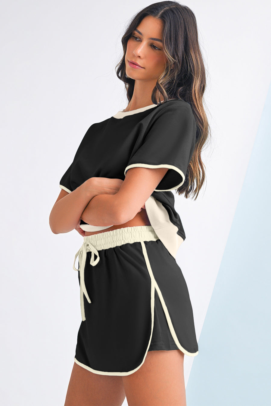 *Pre-Order* Color Block Drop Shoulder T-Shirt and Skort Set- 5 Colors