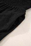 Black Shirred High-Waist V-Neck Sleeveless Jumpsuit