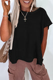 Solid Color Slit Hem Knit Top- 3 Colors