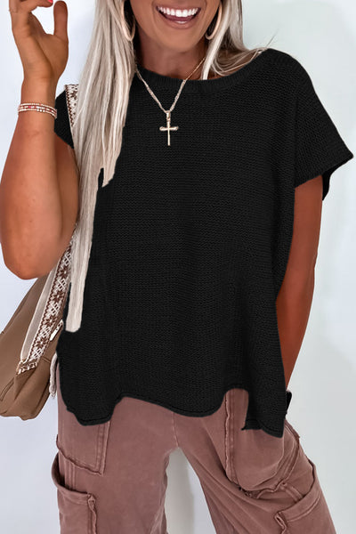 Solid Color Slit Hem Knit Top- 3 Colors