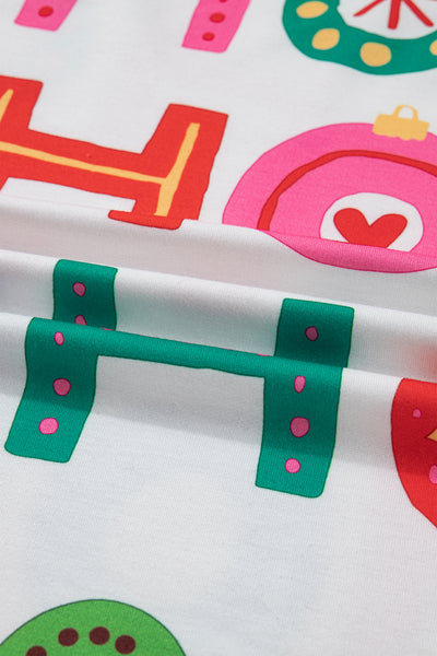 Pink Santa Claus Graphic Christmas Tree Pajama Set