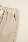 Contrast Drawstring Hoodie and High Waist Pants Corduroy Set- 5 Colors