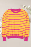 Striped Crew Neck Drop Shoulder Loose Sweater- 3 Colors