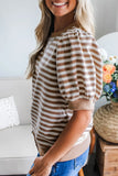Striped Short Bubble Sleeve T-Shirt- 3 Colors