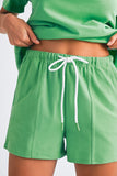 V-Neck Drop Shoulder T-Shirt and Patchwork Shorts Set- 3 Colors