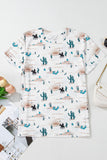 Beige Cactus Cowboy Crew Neck Short Sleeve Graphic T-Shirt