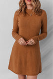 Rust Ribbed Detail Mini Sweater Dress