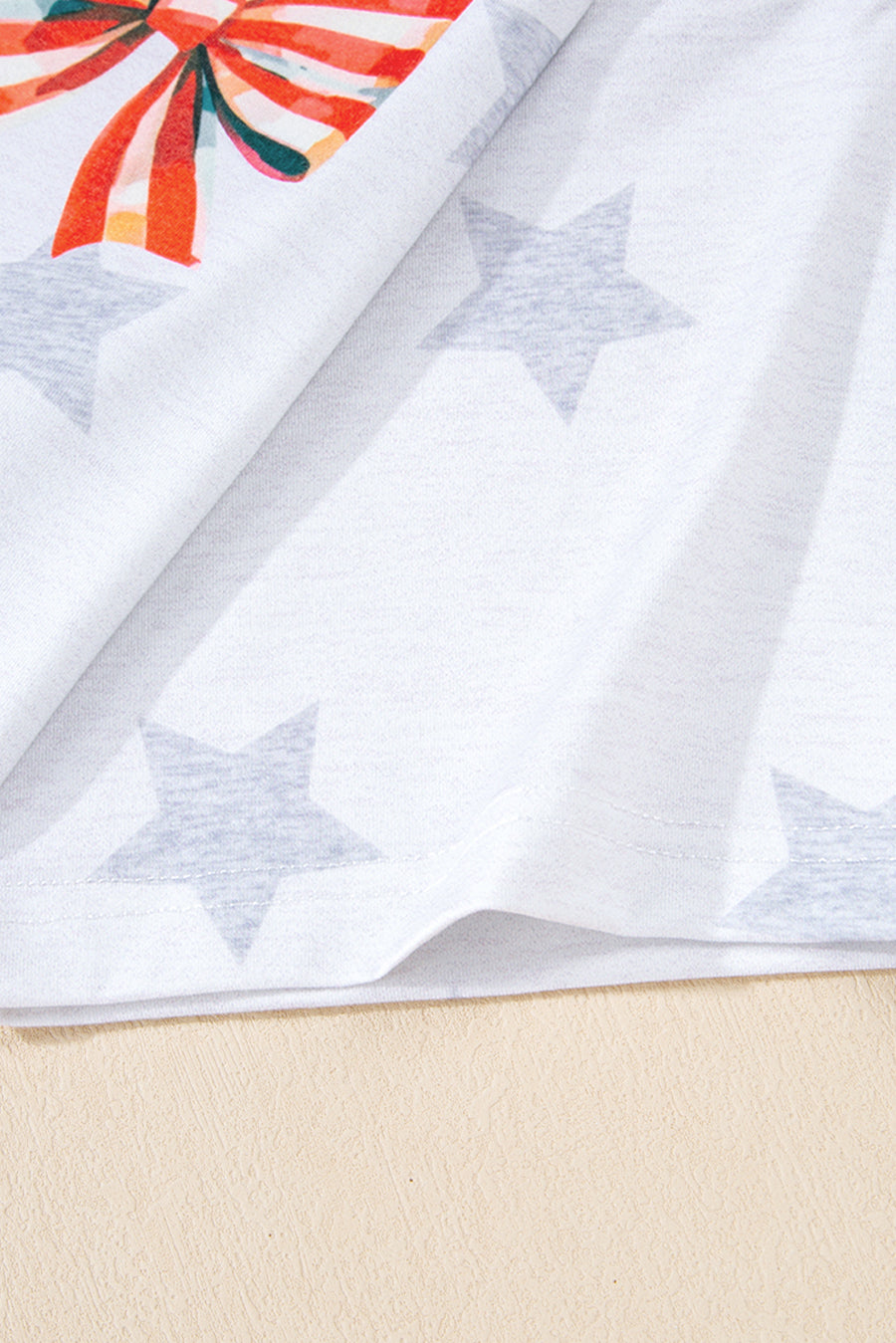 White Star Print Watercolor American Flags and Bows Graphic T-Shirt
