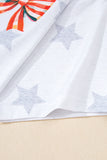White Star Print Watercolor American Flags and Bows Graphic T-Shirt