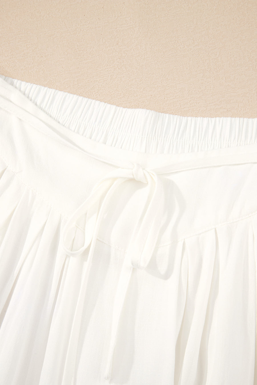 White Pleated Loose Fit Wide Leg Pants