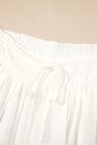 White Pleated Loose Fit Wide Leg Pants