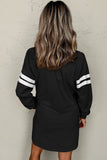 Varsity Striped Long Sleeve Loose Mini Dress with Pockets- 5 Colors