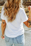 White Embroidered American Flags and Bows Short Sleeve T-Shirt