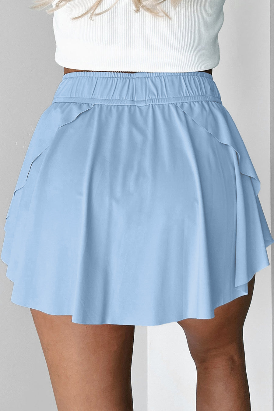 Ribbon Drawstring High-Waist Lined Tennis Skort- 6 Colors
