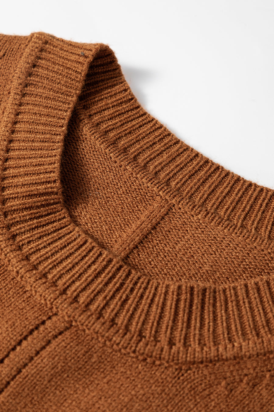 Rust Ribbed Detail Mini Sweater Dress
