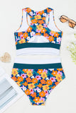 Floral Print Cutout Racerback High-Waist Tankini- 2 Styles