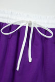 Varsity Striped Drop Shoulder Pullover Sweatshirt & Mini Skort Set- 6 Colors