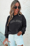 Black COOL AUNT Embroidered Letters Sweatshirt