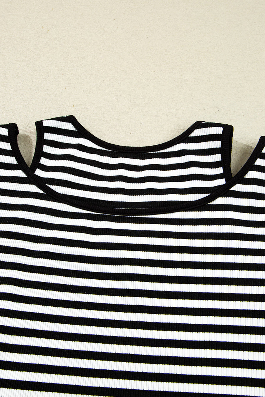 Black & White Striped Cutout Long Sleeve Top