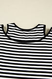 Black & White Striped Cutout Long Sleeve Top