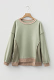 Color Block Waffle Knit Patchwork Oversized Sweatshirt- 3 Colors