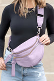 Wide Strap Double Zipper Crossbody Bag- 9 Colors