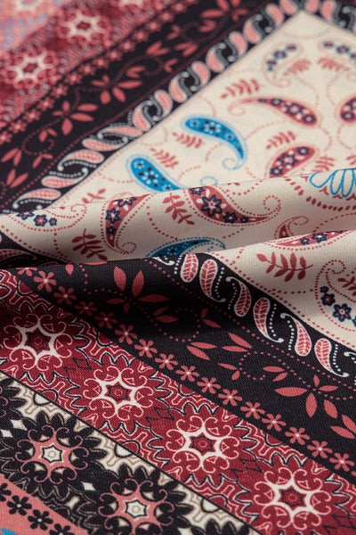 Red Geometric Paisley Print Sleeveless Mini Dress