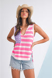 American Flag Notched Neck Loose Knit Vest- 2 Colors