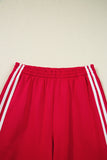 Varsity Striped Cropped Sweatshirt and Wide Leg Pants Matching Set- 5 Colors