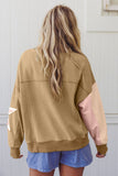 Star Patch Exposed Seam Uneven Hem Sweatshirt- 2 Colors