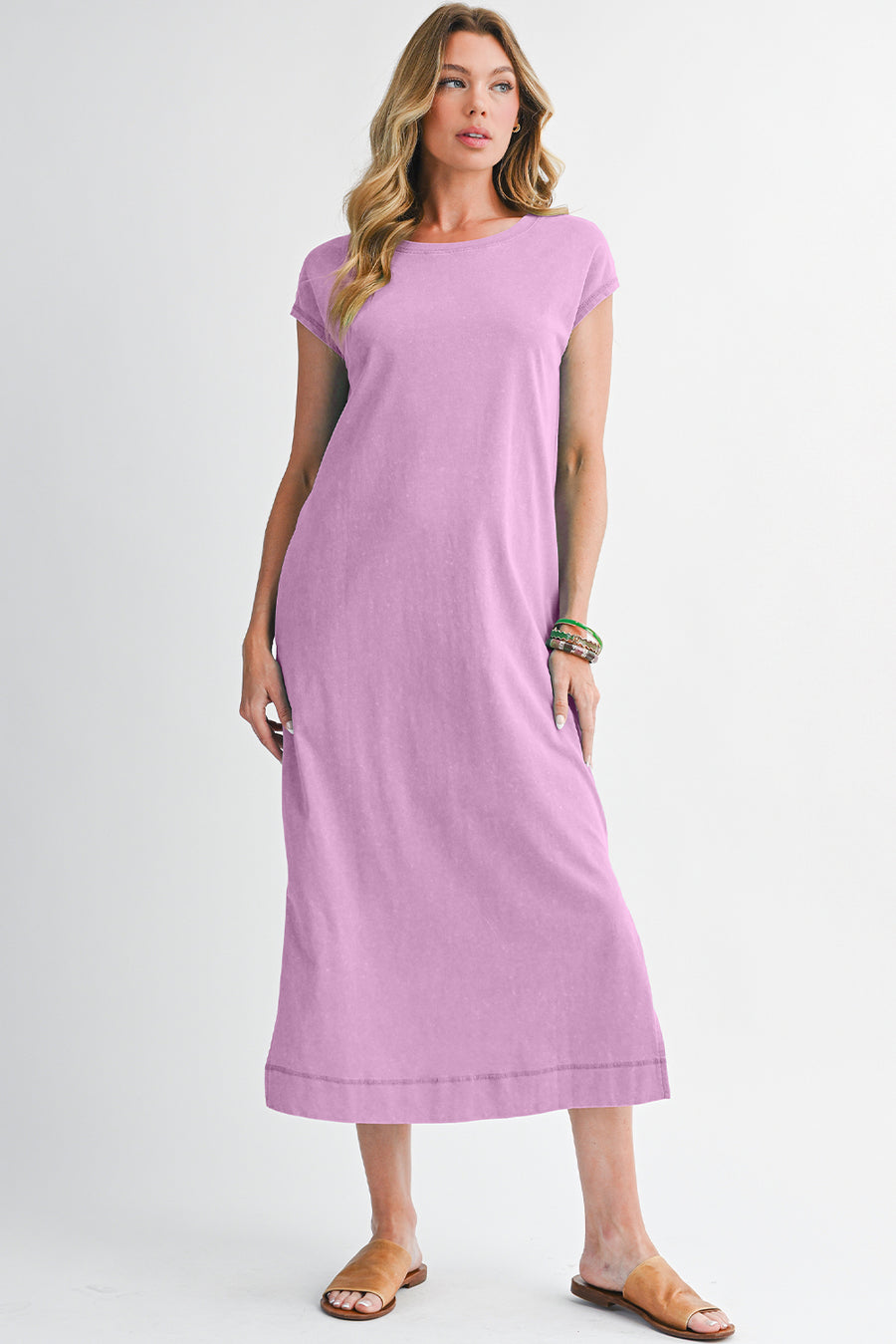 Mineral Wash T-Shirt Dress with Pockets- 3 Colors