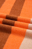 Orange Multi Color Block High Neck Drop Shoulder Sweater