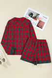 Red Plaid Contrast Color Long Sleeve Pajama Set- 3 Options