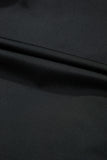 Black Scallop Trim Drawstring Beach Shorts