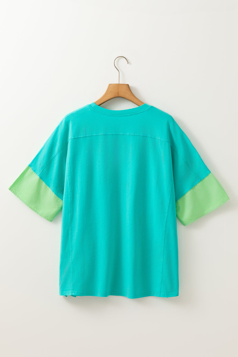 Aruba Blue & Lime Green Frayed Star Patch Oversized T-Shirt