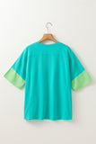Aruba Blue & Lime Green Frayed Star Patch Oversized T-Shirt