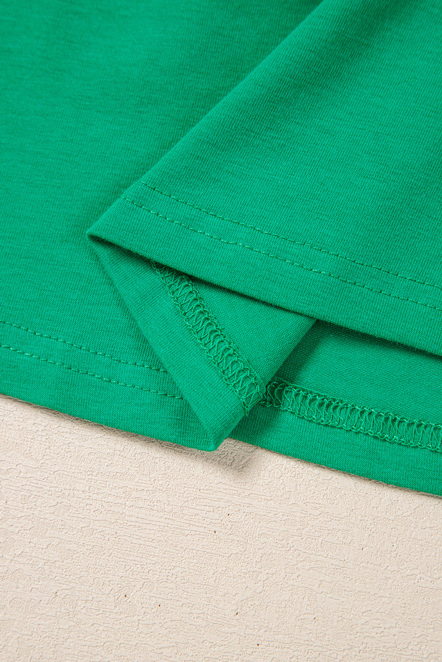 Green Ruffled Eyelet Sleeve Crew Neck Blouse