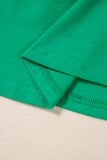 Green Ruffled Eyelet Sleeve Crew Neck Blouse
