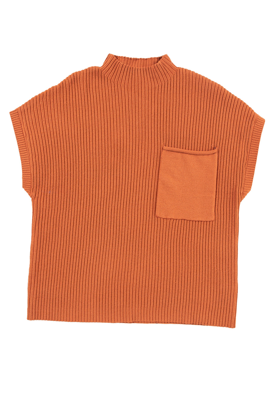 Green Pocket Ribbed Knit Short Sleeve Sweater- 9 Colors