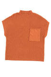 Green Pocket Ribbed Knit Short Sleeve Sweater- 9 Colors