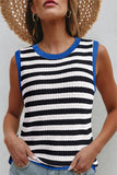 Striped Contrast Trim Sleeveless Sweater Vest- 3 Colors