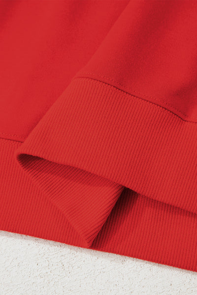 Navy Blue Preppy Striped Sleeve Loose Sweatshirt