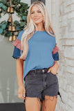 Stars and Stripes Contrast Puff Sleeve Top- 2 Colors